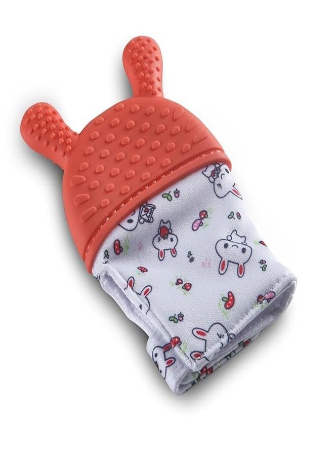 DTR Creation Orange Silicone Teething Mitten | Infant Teething Glove with Adjustable Strap, Crinkle Sound & Textured Silicone | Soothing for Swollen Gums, Age 3 Months + | BPA-Free - Image 2