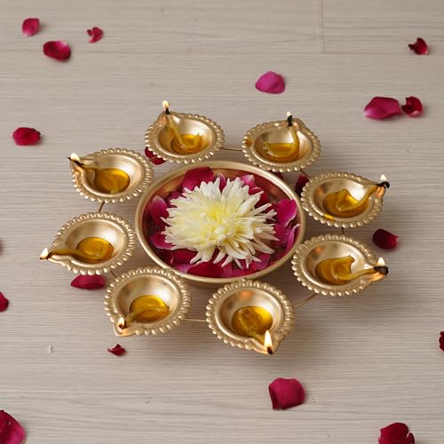 Webelkart Diya Shape Flower Decorative Urli Bowl for Home Decor Bowl for Floating Flowers and Tea Light Candles Home,Office and Table Decor| Decorative Items for Home (Designs-1) - Image 1