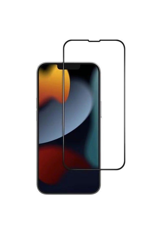 Generic - For Iphone16 Full Screen Tempered Film Apple 15 HD Film Ip14 Arc Edge Blue Light 13promax Mobile Phone Film-Color:High Aluminum Arc Edge Black Edge HD (packaging)-Dimensions:iPhone13/13Pro - Image 1