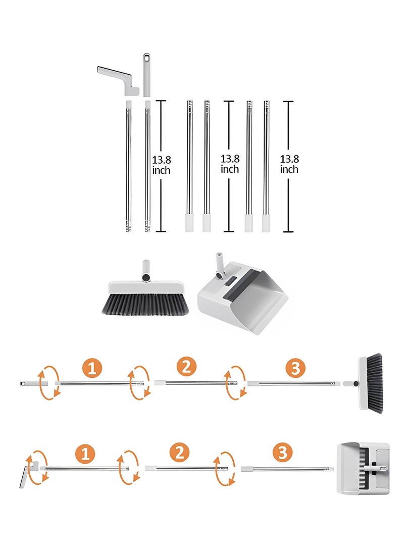 بيوينتي مجموعة مكنسة وجاروف بيوينتي  مكنسة ثلاثية في واحد مع جاروف  مجموعة مكنسة وجاروف بمقبض طويل  مكنسة وجاروف للتنظيف  مكنسة دفع للاستخدام الداخلي والخارجي  مكانس مثالية للمنزل والمطبخ والغرفة والمكتب والردهة والأرضية - Image 2