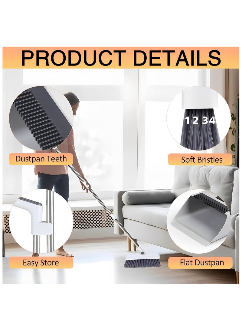 بيوينتي مجموعة مكنسة وجاروف بيوينتي  مكنسة ثلاثية في واحد مع جاروف  مجموعة مكنسة وجاروف بمقبض طويل  مكنسة وجاروف للتنظيف  مكنسة دفع للاستخدام الداخلي والخارجي  مكانس مثالية للمنزل والمطبخ والغرفة والمكتب والردهة والأرضية - Image 5