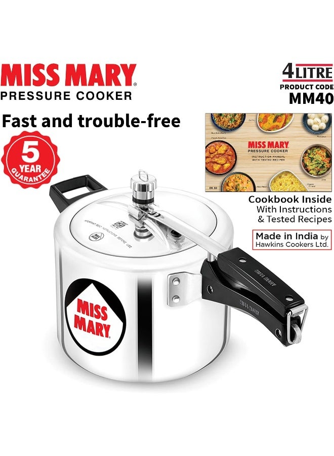 Hawkins 4 Liters Miss Mary Aluminium Pressure Cooker, Inner Lid,Silver  - Image 4