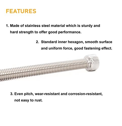binifiMux 6pcs M8 x 150mm Hex Socket Cap Bolts Screws 304 Stainless Steel Full Thread - Image 4