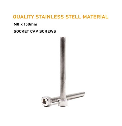 binifiMux 6pcs M8 x 150mm Hex Socket Cap Bolts Screws 304 Stainless Steel Full Thread - Image 2