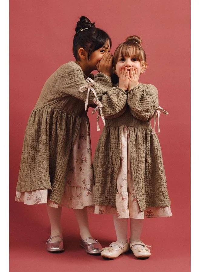 Perendi Girl's Linen Special Day Princess Dress.