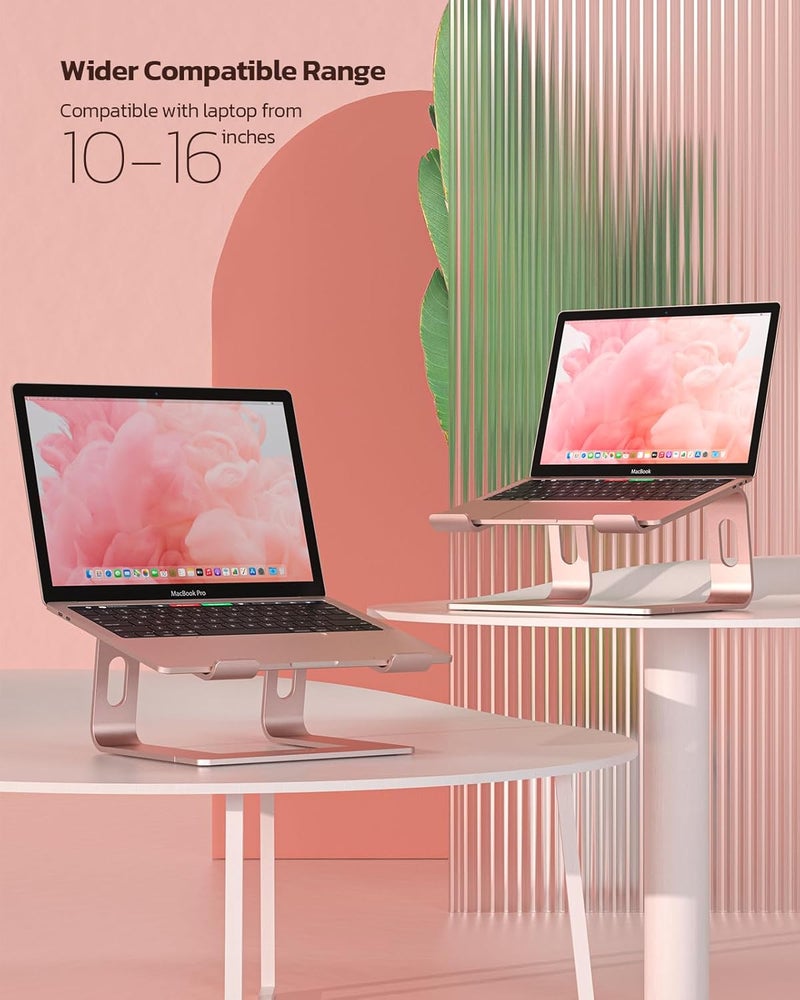 nulaxy Laptop Stand, Ergonomic Aluminum Laptop Computer Stand, Detachable Laptop Riser Notebook Holder Stand Compatible with MacBook Air Pro, Dell XPS, HP, Lenovo More 10-16” Laptops - Rose Gold - Image 4