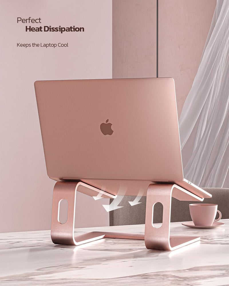 nulaxy Laptop Stand, Ergonomic Aluminum Laptop Computer Stand, Detachable Laptop Riser Notebook Holder Stand Compatible with MacBook Air Pro, Dell XPS, HP, Lenovo More 10-16” Laptops - Rose Gold - Image 2