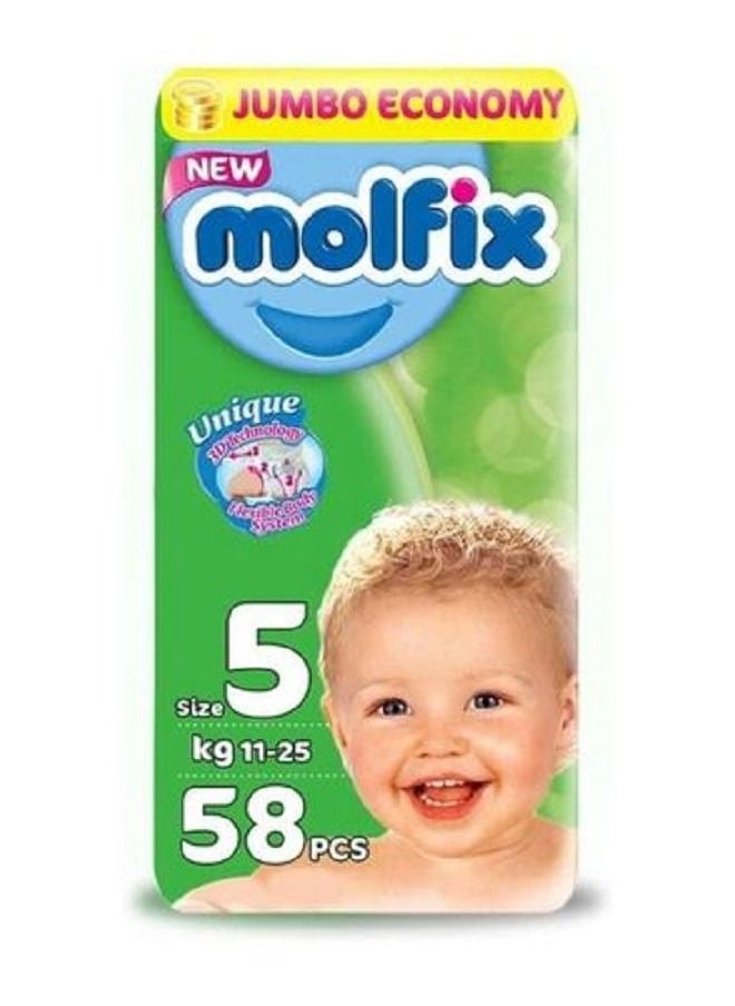 Molfix - Molfix Diapers With 3D Technology - Jumbo Economy Pack 58 Pcs, Size 5 - Image 1