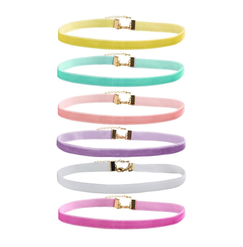 MILAKOO 6 Pcs Candy Color Velvet Choker Necklace Set for Women Gothic Lace Chokers - Image 1
