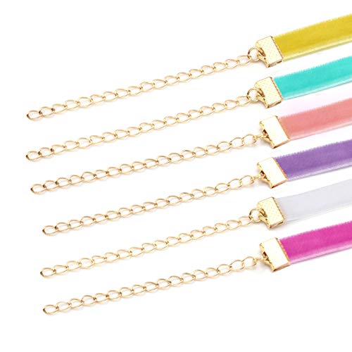 MILAKOO 6 Pcs Candy Color Velvet Choker Necklace Set for Women Gothic Lace Chokers - Image 3