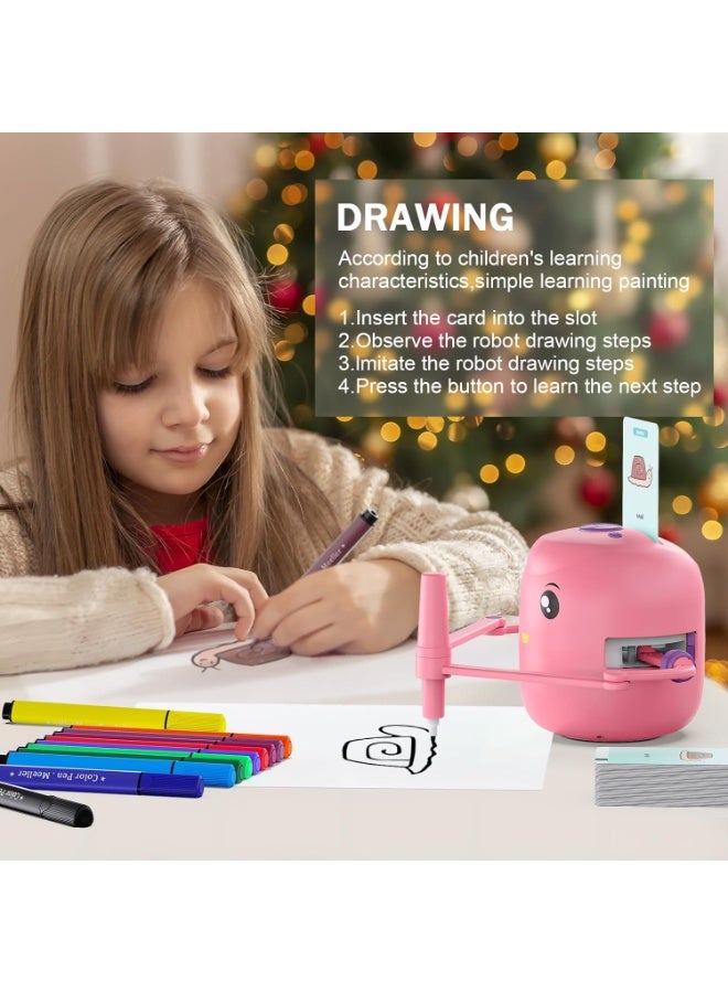 Smart Drawing Robot, a Montessori educational painting toy for children over 5 years old, featuring voice interaction. The magic drawing robot comes with 100 cards (pink). - Image 5