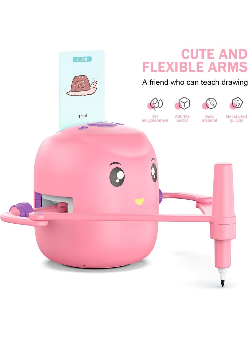 Smart Drawing Robot, a Montessori educational painting toy for children over 5 years old, featuring voice interaction. The magic drawing robot comes with 100 cards (pink). - Image 4