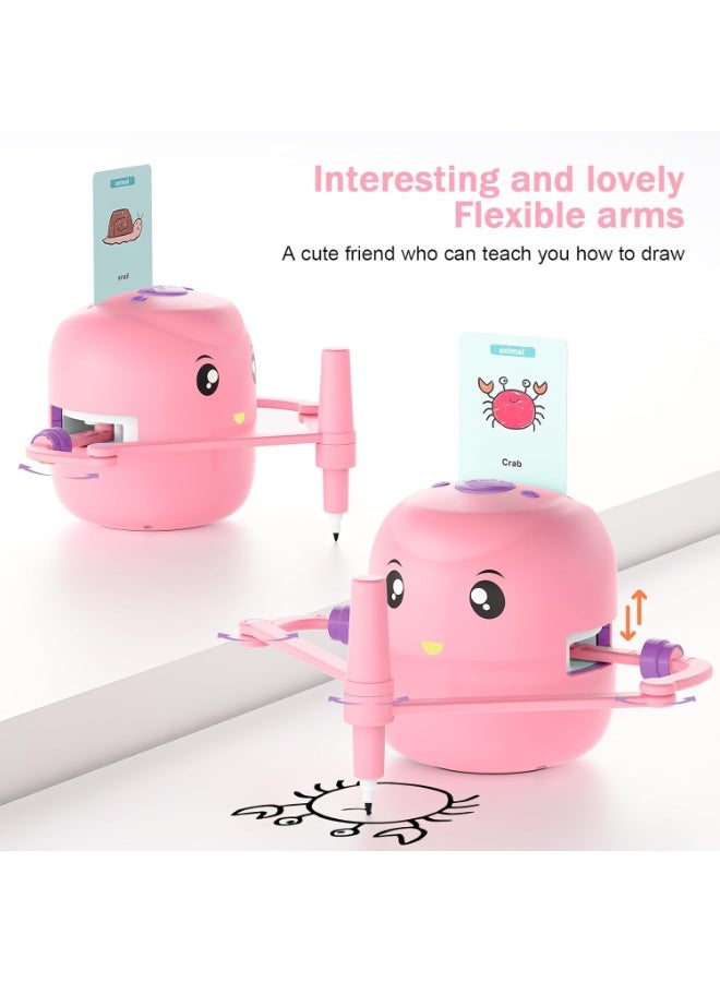 Smart Drawing Robot, a Montessori educational painting toy for children over 5 years old, featuring voice interaction. The magic drawing robot comes with 100 cards (pink). - Image 3