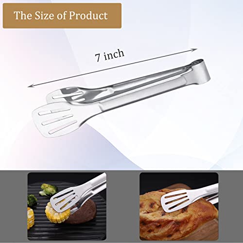 Sunenlyst 6PCS Serving Tongs, 7Inch Buffet Tongs, Stainless Steel Food Tong Small Serving Utensils for Cooking, Entertaining, Salad, Barbecue, Buffet, Toast and Steak by Sunenlyst (Stainless buffet tongs) - Image 2