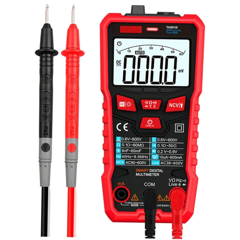 Digital Multimeter with Flashlight Auto Ranging Voltage Tester Portable Electrical Repair Tool - Image 2