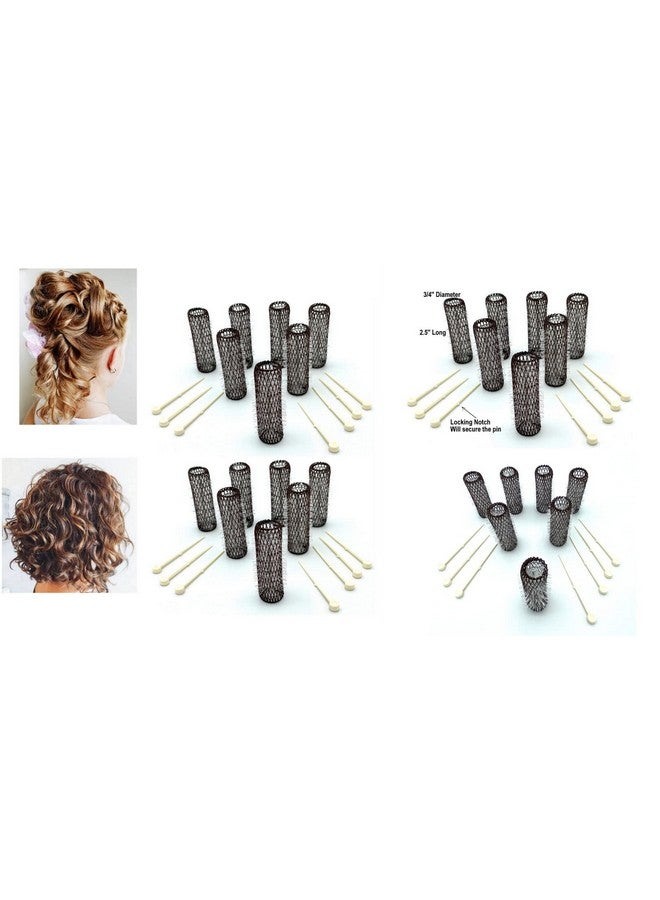 ALAZCO 28 pc Vintage Style Hair Roller Medium BRUSH ROLLERS & PINS Mesh Hair Curlers With Bristles 2.5"x 3/4", with Flexible Locking Pins - Image 2