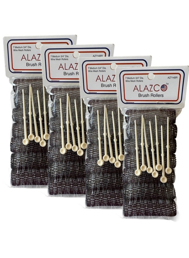 ALAZCO 28 pc Vintage Style Hair Roller Medium BRUSH ROLLERS & PINS Mesh Hair Curlers With Bristles 2.5"x 3/4", with Flexible Locking Pins - Image 1
