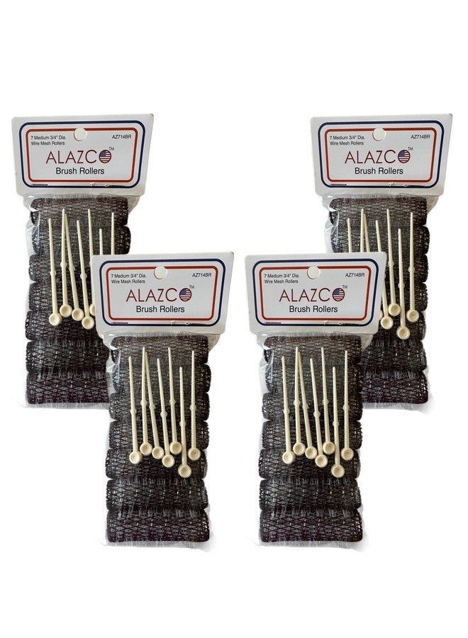 ALAZCO 28 pc Vintage Style Hair Roller Medium BRUSH ROLLERS & PINS Mesh Hair Curlers With Bristles 2.5"x 3/4", with Flexible Locking Pins - Image 3