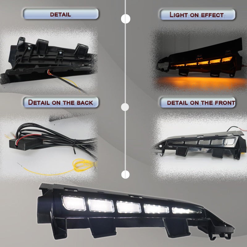 GEEGEETOP LED Front Wheel Arches Side Marker Light Sequential Turn Signal Lamp Fit for Toyota Tacoma 2024 2025 2026,Replacement Front Fender Flares OEM Trim Upgrade DRL Kit(Only Fit SR SR 5 Model) - Image 3