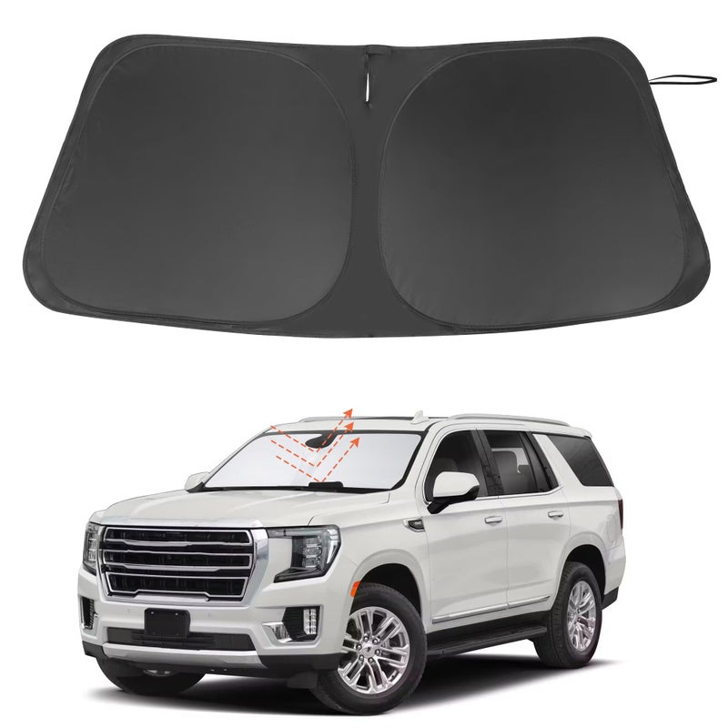 Windshield Sun Shade Custom Fit for 2021 2022 2023 2024 2025 GMC Yukon XLChevrolet Suburban Accessories Foldable Sunshade Sun Blocker Protect Car from Sun Rays  Heat Damage Keep Car Cooler