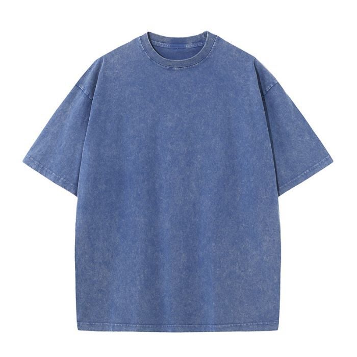 270G Washed Old Fried Snowflake Cotton Short Sleeve American Retro T-Shirt Men'S And Women'S Loose Oversize - Image 1