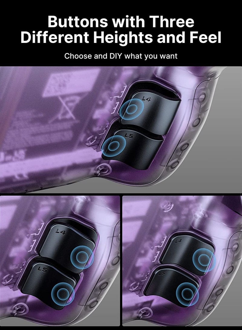 Transparent Back Plate Compatible for Steam Deck, DIY Replacement Shell Case Set Compatible with Steam Deck, Buttons with Three Different Heights and Feel