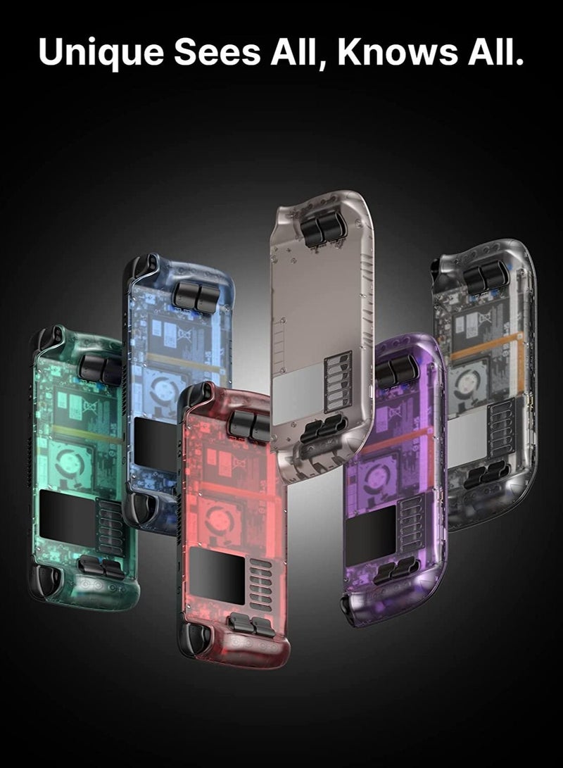 Transparent Back Plate Compatible for Steam Deck, DIY Replacement Shell Case Set Compatible with Steam Deck, Buttons with Three Different Heights and Feel