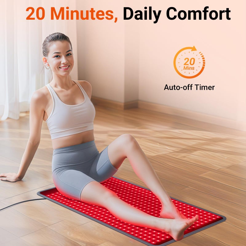 Comfytemp 33'' x 17'' Red Light Therapy Mat for Body, 480 LEDs Flexible Near Infrared Light Therapy Pad, 660nm & 850nm Light Blanket for Back Belly Knee Joints Muscle, 65W - Image 5