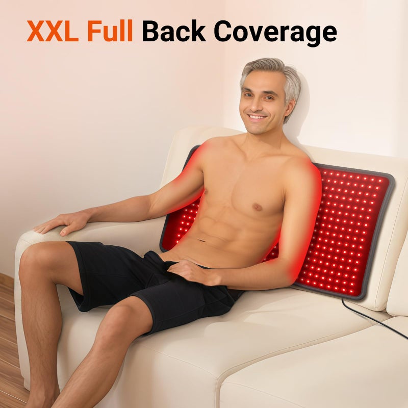 Comfytemp 33'' x 17'' Red Light Therapy Mat for Body, 480 LEDs Flexible Near Infrared Light Therapy Pad, 660nm & 850nm Light Blanket for Back Belly Knee Joints Muscle, 65W - Image 2