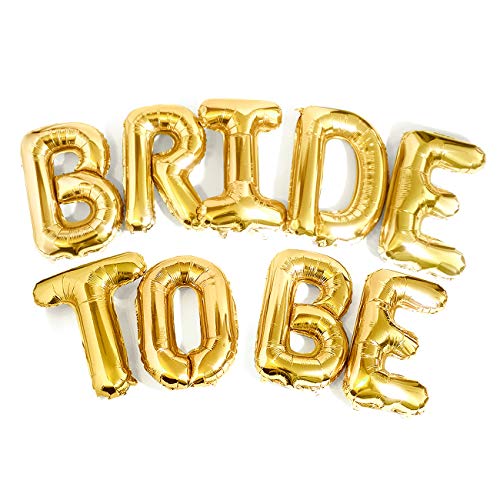 PartyForever Big BRIDE TO BE Balloons Gold 16 Letters Banner Bachelorette Party Decorations Kit Hen Party Supplies and Favors Bridal Shower and Hen Party Decorations Set - Image 1