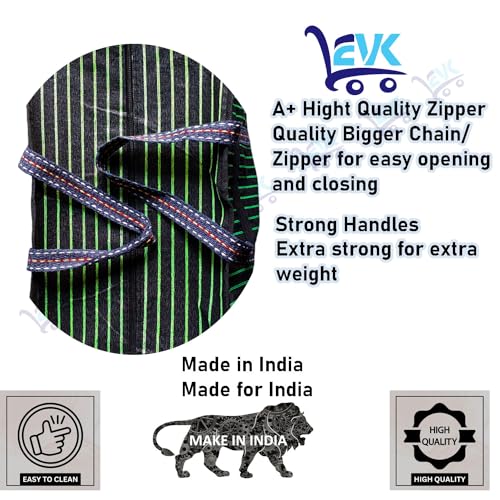 EVK® Multipurpose Extra Large Bag Big Heavy Duty Storage Organizer Reusable Canvas Shopper Bag with Strong Handles and Base with Covers Zip Black and Green (Pack of 4) - Image 4