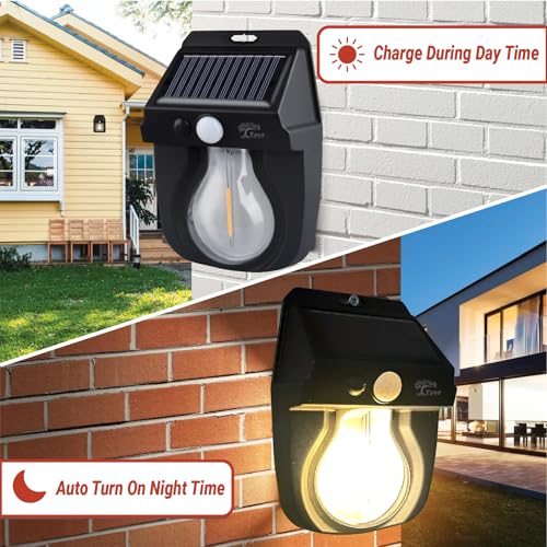 Epyz Solar Lights Outdoor Waterproof Wall Motion Sensor Light, 3 Lighting Modes Security Wall Light for Garden Patio Black [ Pack of 1, Warm Yellow ] - Image 3
