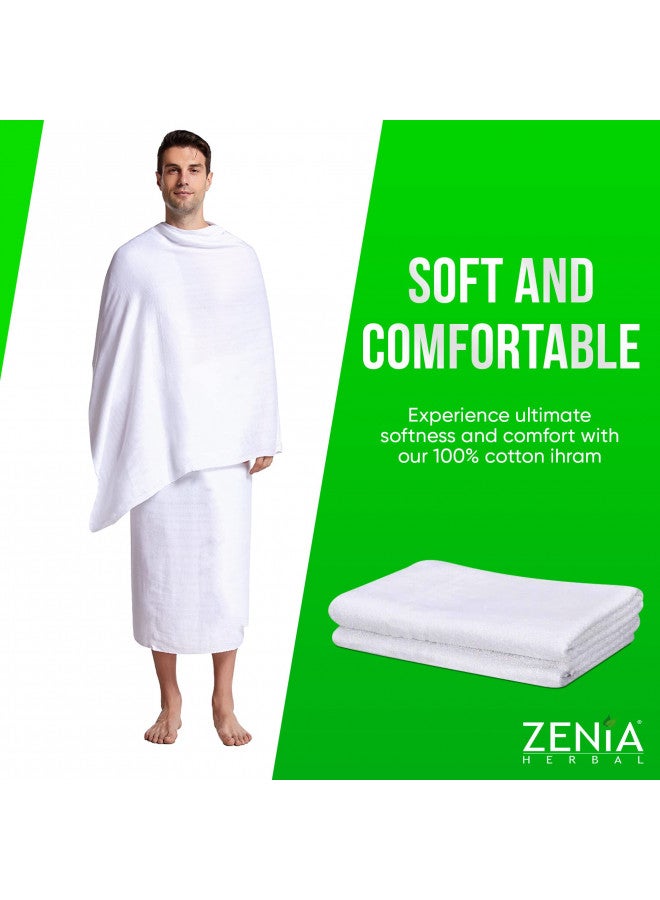 Zenia Natural Hygienic 100% Cotton Ihram (Ahram/Ehram) Towel for Hajj and Umrah - Lightweight and Durable 45 in x 90 in (Ihram with Adjustable Belt & Free Miswak) - Image 5