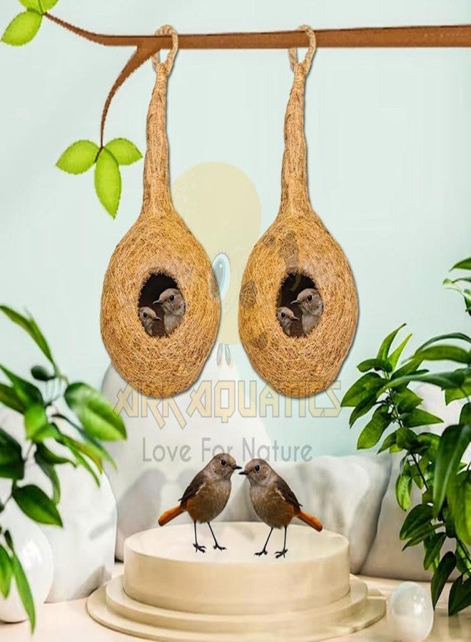 ARK AQUATICS عش طيور طبيعي مصنوع يدويًا من ARK Aquatics للعصافير الصغيرة، والطيور الصغيرة الأخرى، والعصافير الجاوية، 40 × 15 سم، عبوة من قطعتين - Image 3