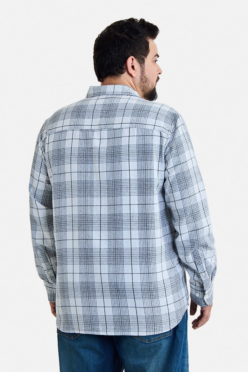 SNITCH White Checkered Long Sleeve Regular Fit Plus Size Shirt - Image 5