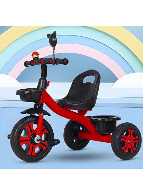 Adjustable Toddler Tricycle with Backrest & Storage Basket