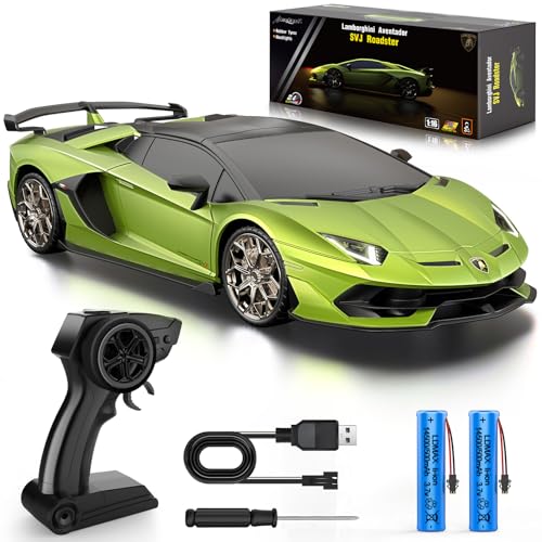 AEROQUEST Lamborghini Remote Control CarOfficially Licensed 116 Scale Lambo Rechargeable Hobby Rc Cars with Headlight 24GHz Race Car Toys for Boy Girl 412 Years Old 12Kmh Green - Image 1