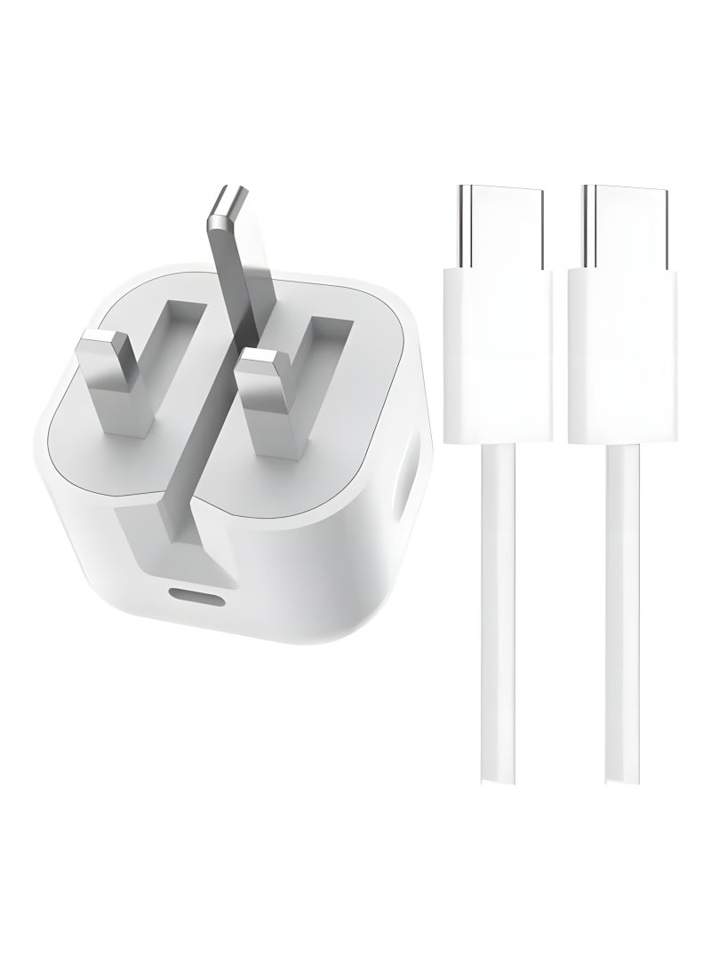 أثير شاحن iPhone 17 / 16 / 15 Pro Max مزود بمنفذ USB-C بقدرة 35 واط مع كابل شحن سريع بطول 1 متر من النوع C إلى C، مخصص لأجهزة iPhone 15 Pro Max/15 Pro/15 Plus/15، وSamsung S24، وجميع الهواتف المحمولة والأجهزة اللوحية المزودة بمنفذ USB-C - Image 1
