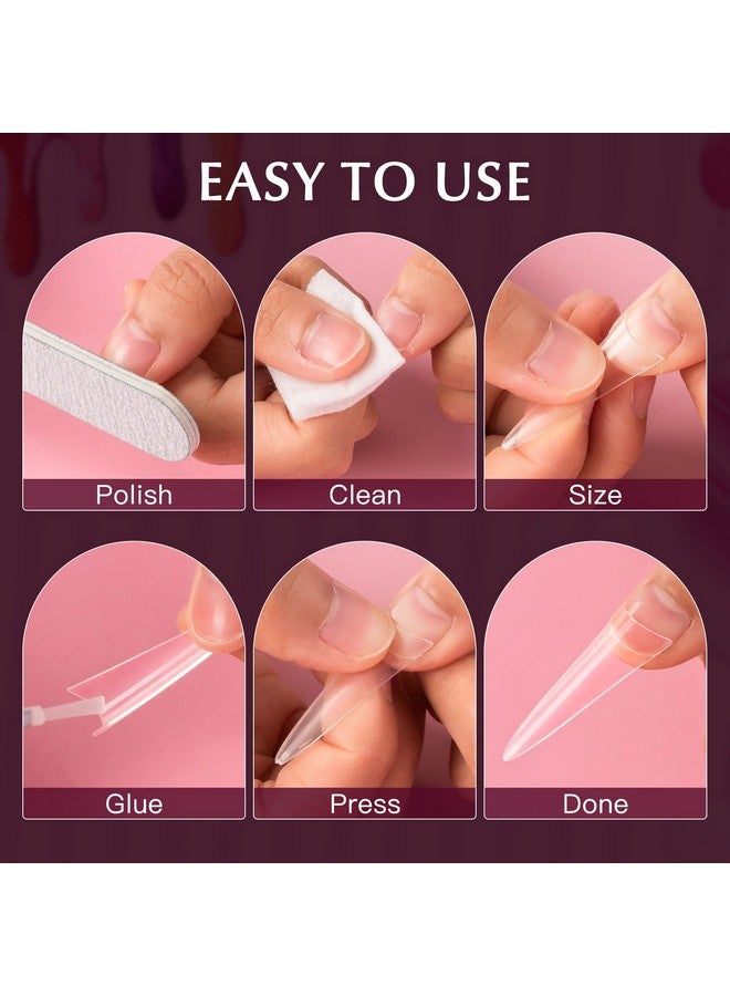 krofaue 500PCS Stiletto Nail Tips Extra Long Nails Clear Nail Tips 10 Sizes Half Cover Nail Tips XL Stiletto Shape Nail Tips Artificial Acrylic Nails Pointed Press On Nails with Box for Nail Salon DIY - Image 4