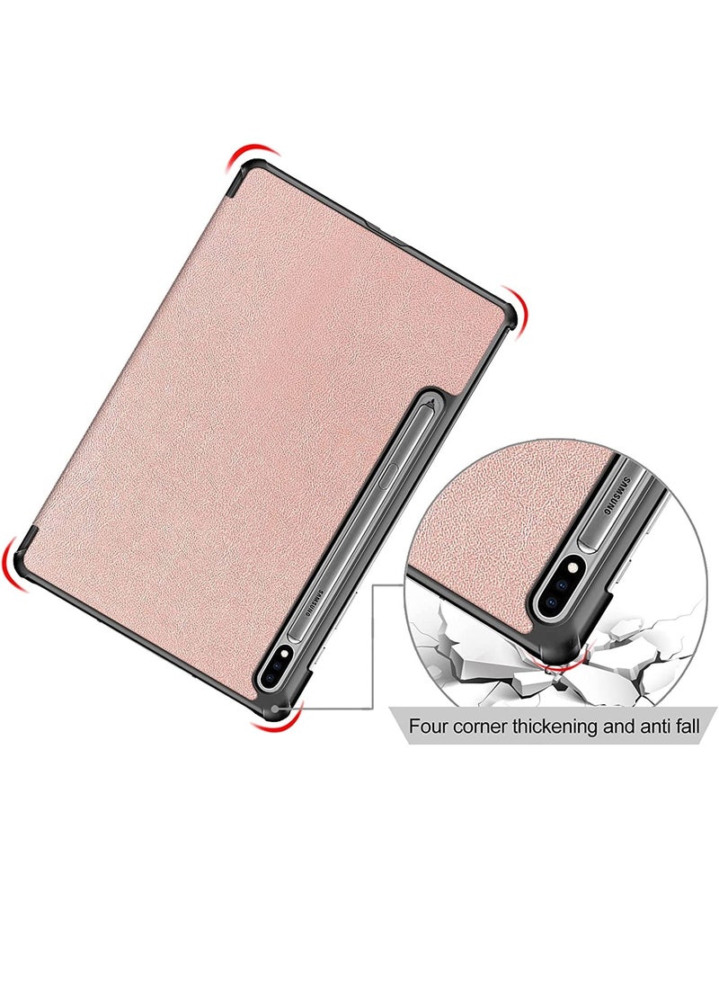 KASTWAVE Case for Samsung Galaxy Tab S7 Plus / S7 FE / S8 Plus 12.4-Inch, with Auto Wake-up Stand Slim Case for Samsung S7 FE/S7+/S8+ Plus Smart Cover (Rose Gold) - Image 2