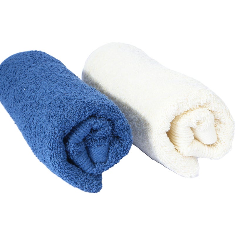 Homestic 525 GSM Cotton Hand Towels |Super Soft, Quick Absorbent & Anti-Bacterial|Gym & Workout Towels|Pack of 2 (Blue & Ivory) - Image 1