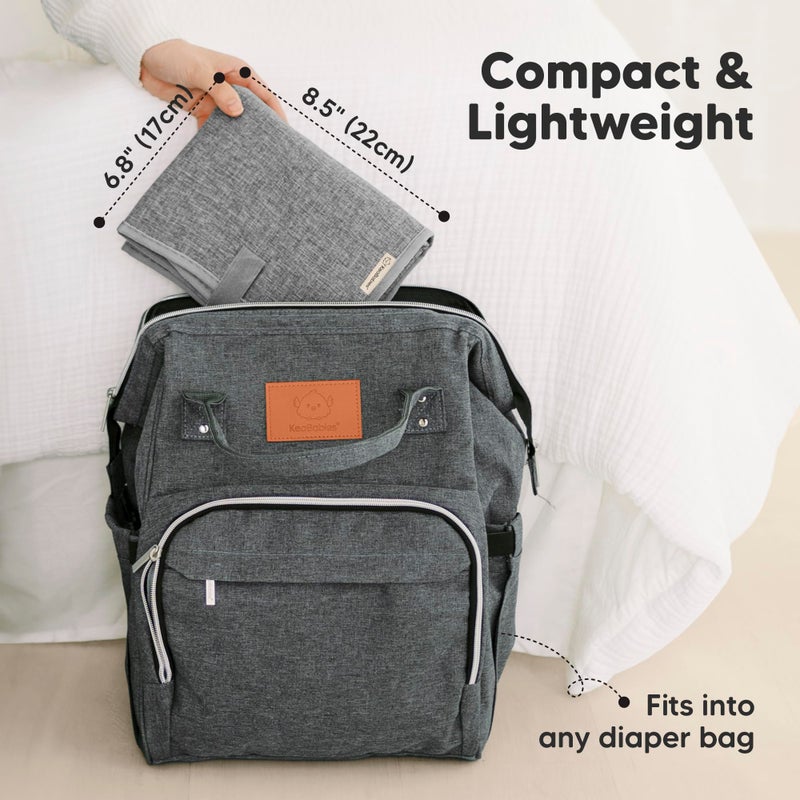 KeaBabies Portable Diaper Changing Pad, Easy Wipe Clean - Foldable Waterproof Baby Changing Mat for Diaper Bag, Compact, Lightweight, 25x13 Newborn, Infant,Baby Changer Travel Essential (Classic Gray) - Image 2