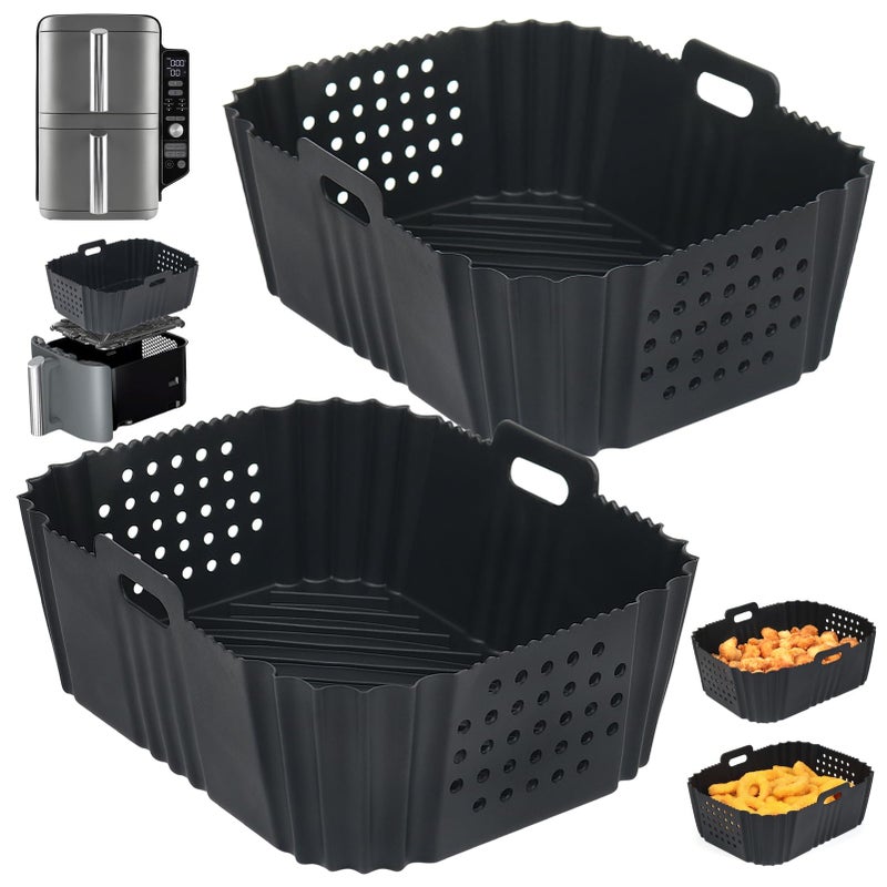 BYKITCHEN Silicone Air Fryer Liner for Ninja Double Stack Air Fryer XL SL400UK Perforated 2PCS Air Fryer Liners Air Fryer Accessories for Ninja Double Stack 95L Vertical Dual Drawer Air Fryer