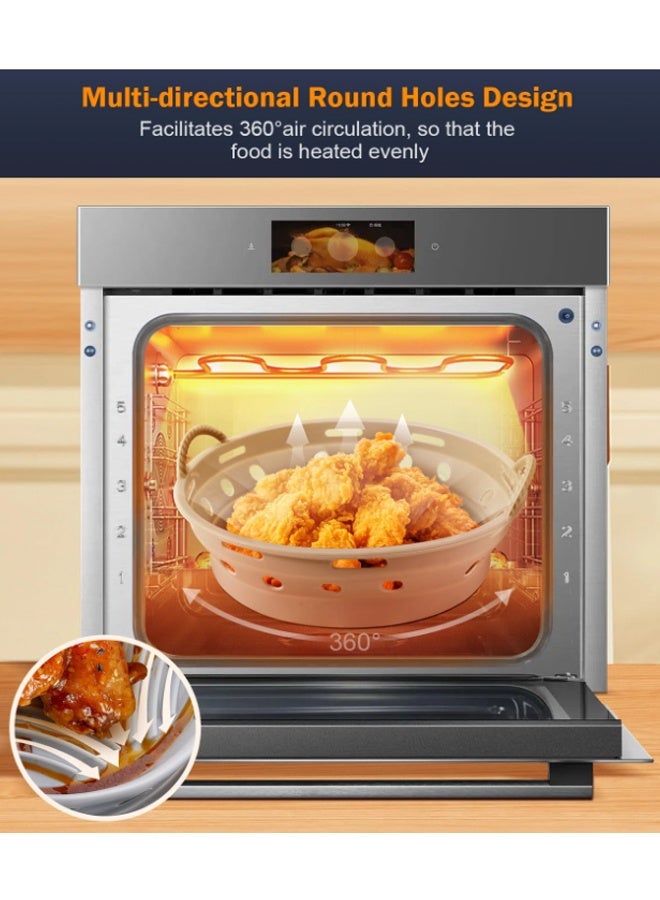 إيهوم أواني سيليكونية للفرن الهوائي، أواني سلة الفرن الهوائي، أواني صينية خبز سيليكونية بسعة 3 إلى 5 قيراط للفرن الهوائي، صينية خبز قابلة لإعادة الاستخدام، ملحقات الفرن (رمادي) - Image 3