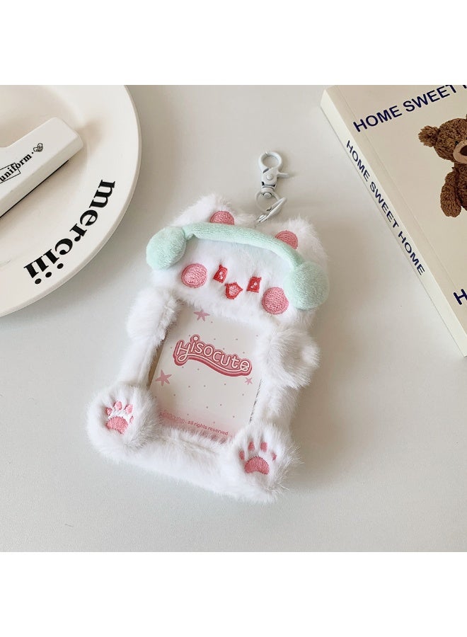NIBEMINENT 1 - Piece Cartoon Animal Plush Kpop Photo Card Holder Pendant Key Chain ID Badge Holder ID Card Holder Photo Card Protector for School ID Office ID Access Card for Women Girls - Image 1