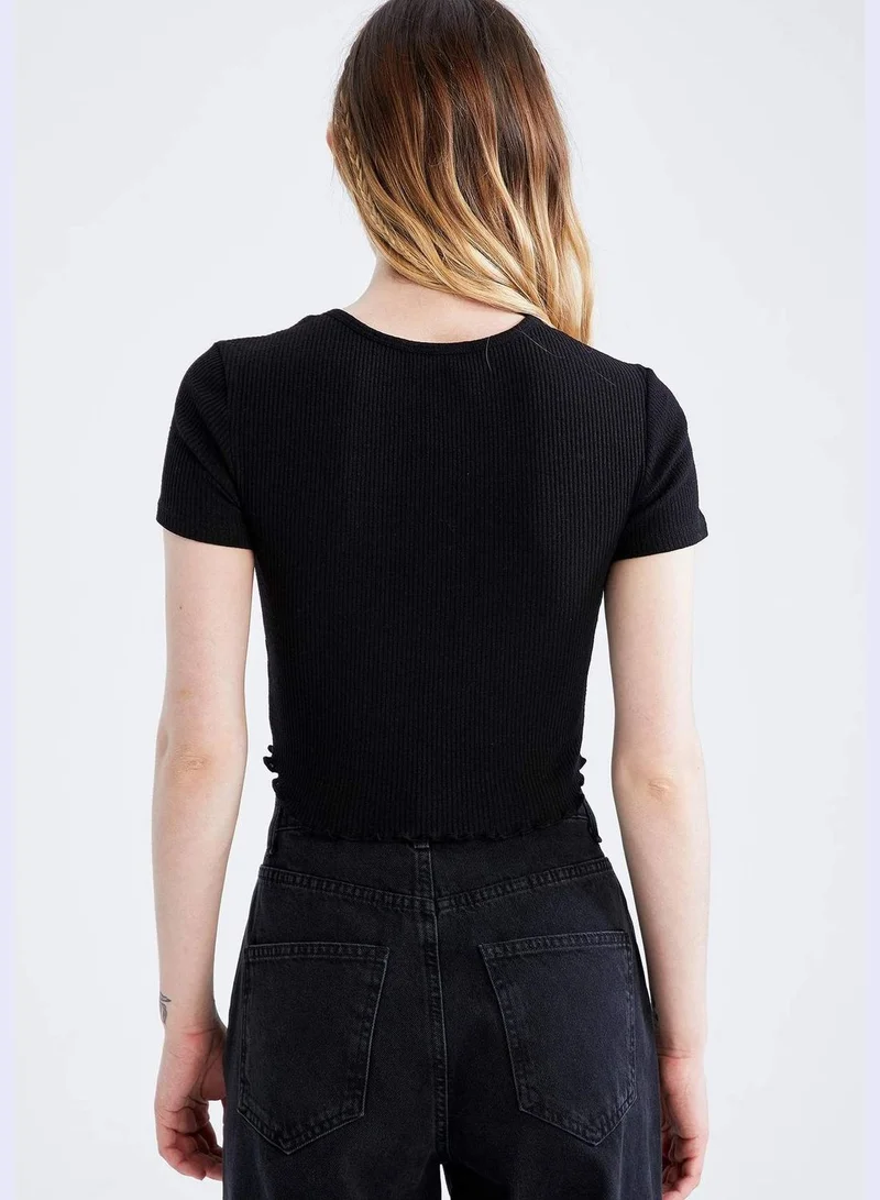 DeFacto Slim Fit Short Sleeve Japaneese Print T-Shirt