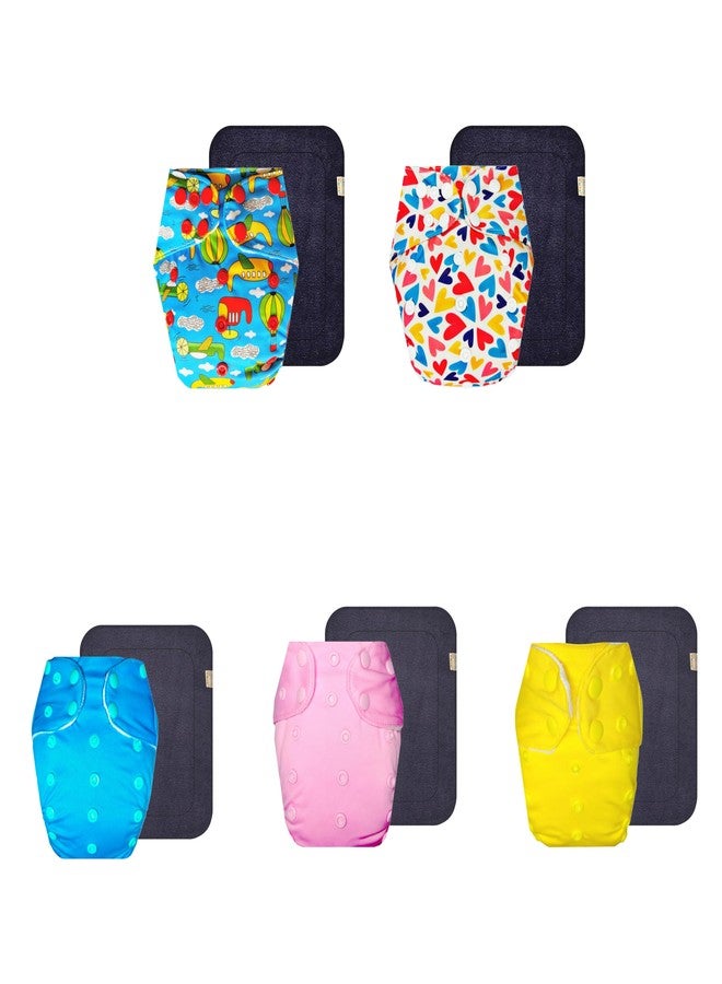 حفاضات قماشية فاخرة من دمبلدو مع حشوة رمادية (عبوة من 5) | ناعمة ولطيفة | وسادة ماصة من 6 طبقات | سهلة التنظيف | مثالية للأطفال الصغار | من 3 أشهر إلى 3 سنوات | للجنسين - Image 1