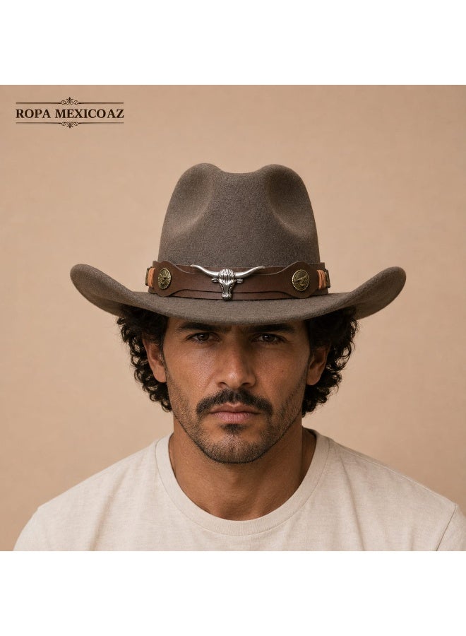 ropamexicoaz Classic Mexican Cowboy Hat with Bull Head Emblem for Unisex - Image 2
