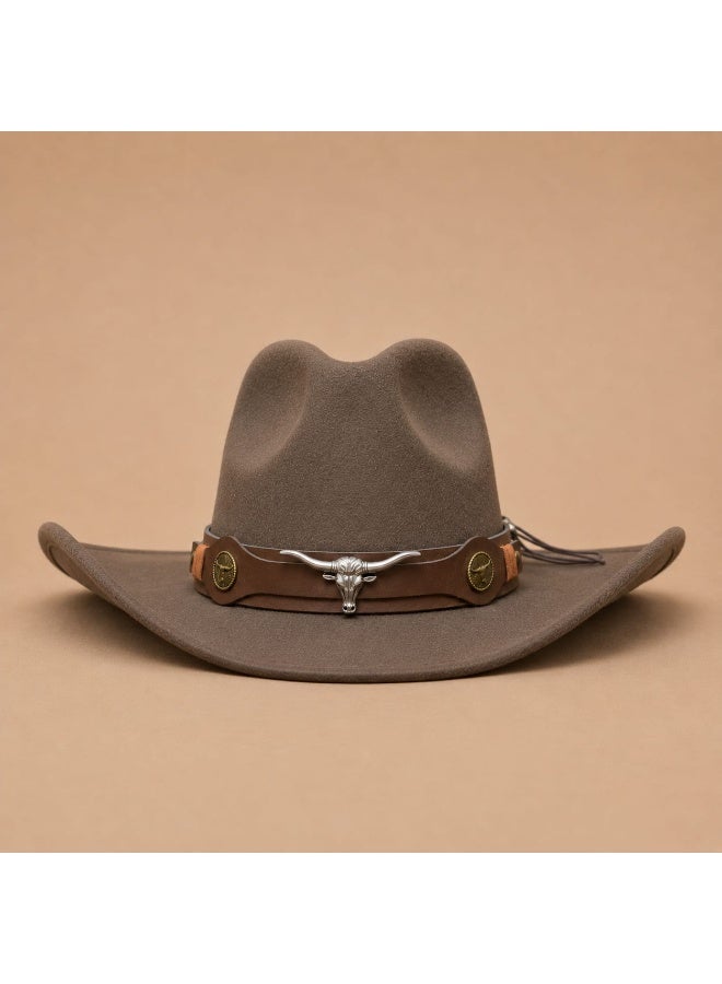 ropamexicoaz Classic Mexican Cowboy Hat with Bull Head Emblem for Unisex - Image 1