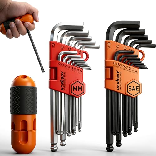 HORUSDY Allen Wrench Set, Hex Key Set Long Arm Ball End Hex Wrench Set, Inch/Metric T Handle Allen Wrench Set - Image 1